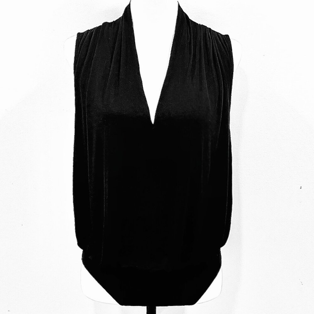 DKNY Draped Sleeveless V Neck Bodysuit